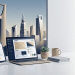 Professional thumbnail of a Riyadh business scene illustrating the selection of a web design company for businesses.